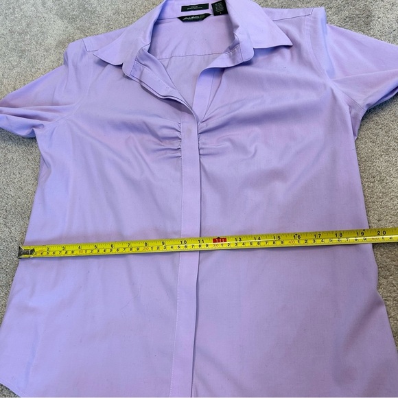 Eddie Bauer stretch wrinkle resistant lilac purple 3/4 sleeve dress shirt L - Picture 8 of 14